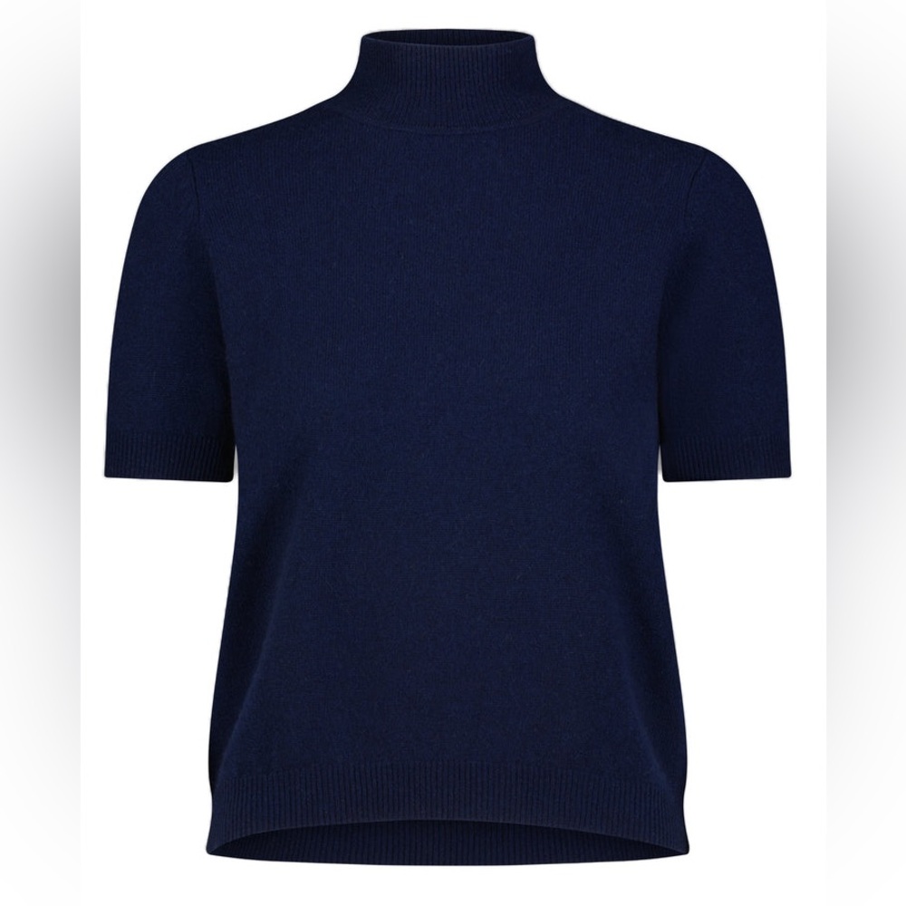 100% Cashmere Short Sleeve Mock Neck Top